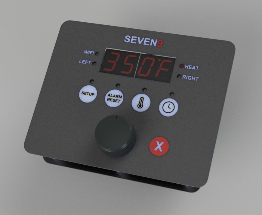 SEVEN9 branded oven/appliance control panel with digital temperature display and buttons